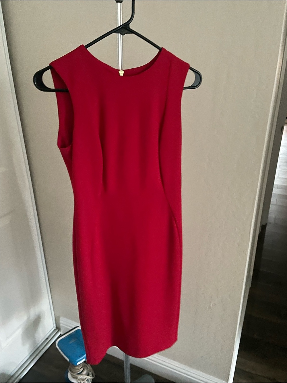 Calvin Klein Cherry Red Sleeveless Midi Sheath Dress